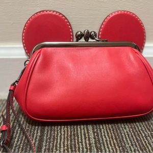 Coach clutch, Disney Mickey Mouse, glove tan leather